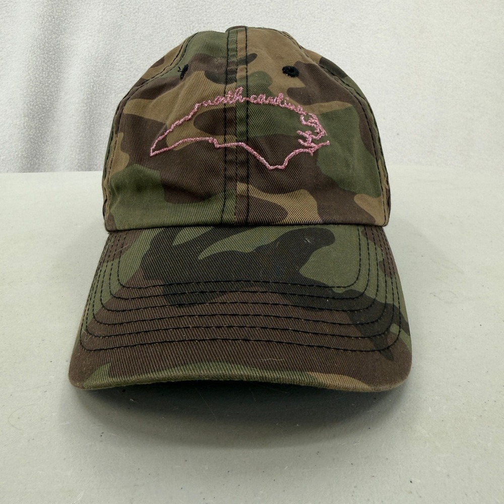 North Carolina Camo Baseball Cap Women One Size Green Brown Pink Embroidered Hat